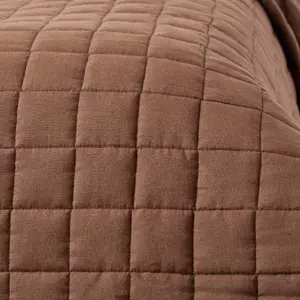 Homescapes Cotton Quilted Reversible Bedspread Chocolate Mink Brown, 200 x 200 cm