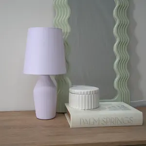 ValueLights Arlo Set of 2 - Lilac Ceramic Base Table Lamp with Tapered Shade