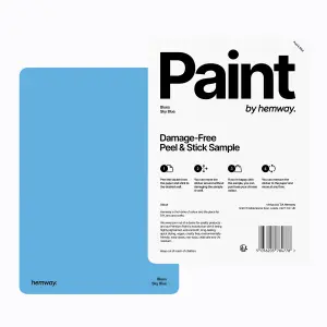 Hemway Chalk Paint Matt A5 Sample, Sky Blue, Peel & Stick Swatch For Interior Walls Wood