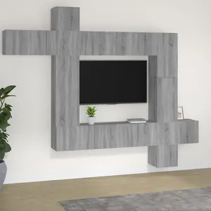 Berkfield 9 Piece TV Cabinet Set Grey Sonoma Engineered Wood