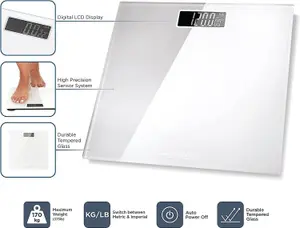 BLACK+DECKER BXBS0001GB Digital Bathroom Scale, Tempered Glass, White