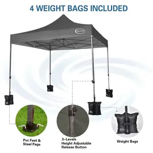 MCC Direct MAXIMUS 3x3 Heavy Duty Pop up Grey Gazebo With Sides