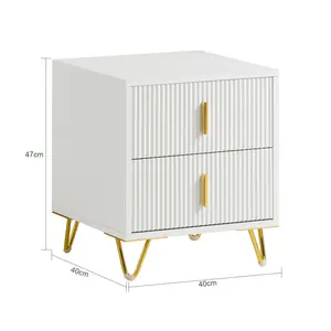 Aldea 2 Drawer Bedside Table White