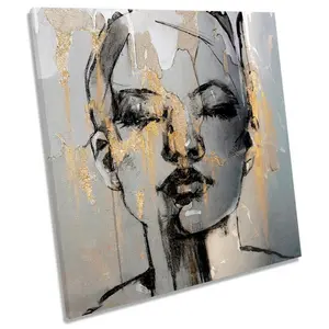 Woman Face Modern - Wrapped Canvas Art Prints 40.60cm H x 40.60cm W x 2cm D