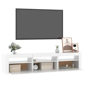 Berkfield TV Cabinet with LED Lights White 180x35x40 cm