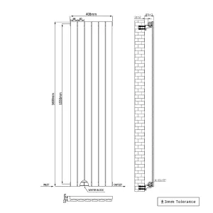 Right Radiators 1600x408 mm Vertical Single Flat Panel Designer Radiator Central Heating Rads Anthracite