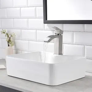 Neche White Rectangle Ceramic Bathroom Vessel Sink - 48.5cm x 37.5cm