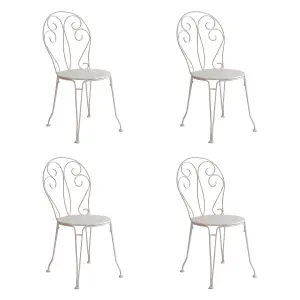 Set of 4 Vintage Style Antique White Indoor Outdoor Garden Furniture Bistro Chairs