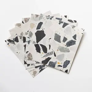 Quadrostyle Terrazzo Black Mix Wall Tile and Furniture Vinyl Stickers 15cm(L) 15cm(W) pack of 6