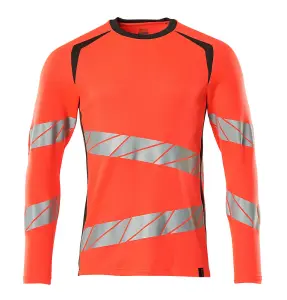 Mascot Accelerate Safe Modern Fit Long-Sleeved T-shirt (Hi-Vis Red/Dark Anthracite)  (X Large)