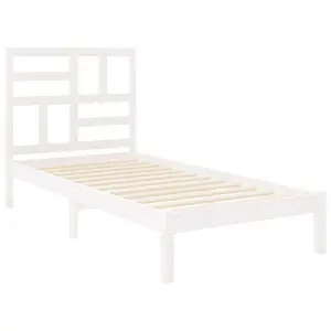 Berkfield Bed Frame White Solid Wood 90x190 cm 3FT Single