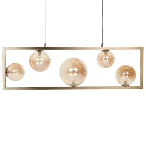 Metal 5 Light Pendant Lamp Brass GEEHI