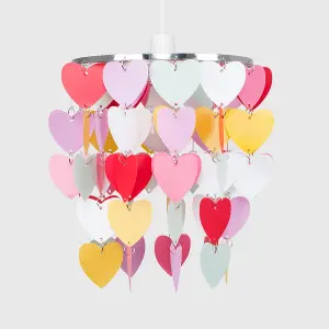 ValueLights Children's Multi-Coloured Pretty Hearts Bedroom Nursery Ceiling Pendant Light Shade