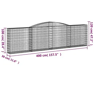 Berkfield Arched Gabion Baskets 8 pcs 400x30x100/120 cm Galvanised Iron