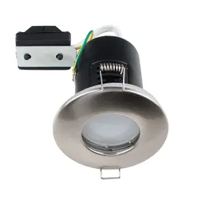 ValueLights Downlight Fire Rated IP65 Brushed Chrome Ceiling Light Fitting Single Pack