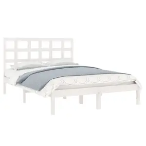 Berkfield Bed Frame White Solid Wood 135x190 cm 4FT6 Double