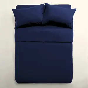 Kiranjot Microfibre 200 TC Reversible Modern & Contemporary Duvet Cover Set With Pillow Cases Navy Blue / Single - 1 Standard Pillowcase