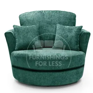 Monaco Chenille Fabric Swivel Chair 360 Rotation Foam Teal