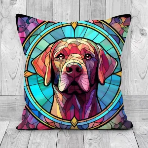 Faux Suede Cushion Stained Glass Effect Labrador Dog Print 30cm x 30cm