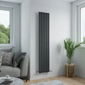 Agadon Solo Designer Oval Tube Radiator 1800 x 360 mm Textured Anthracite