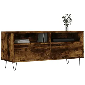 Berkfield TV Cabinet Smoked Oak 100x34.5x44.5 cm Engineered Wood