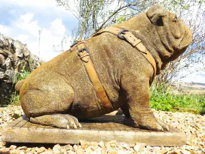 Life Size Sitting British Bulldog Stone Garden Ornament