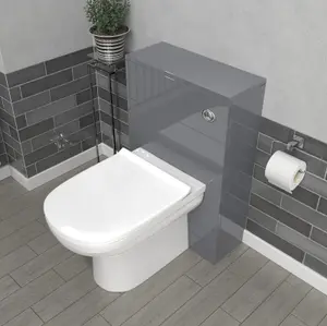 Nes Home Howard Modern 500mm Back To Wall Toilet with WC Bathroom Steel Grey