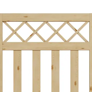 Wood Colour Outdoor Cross Top Wooden Garden Gate Pedestrian Fence Yard Door with Accessory Kit,120cm x 90cm