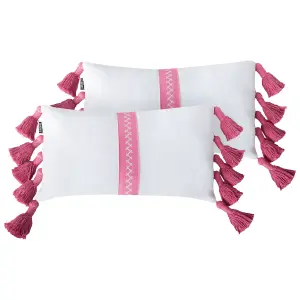 Set of 2 Cushions LOVELY Cotton 30 x 50 cm Geometric Pink