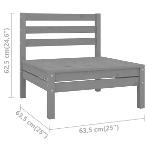 Garden Middle Sofas 2 pcs Grey Solid Pinewood