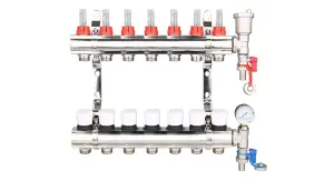 Warmer System Underfloor Heating 7 Port PSW Manifold with Manual Pump and Blending Valve Set