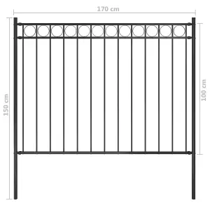 Berkfield Garden Fence Steel 1.7x1 m Black