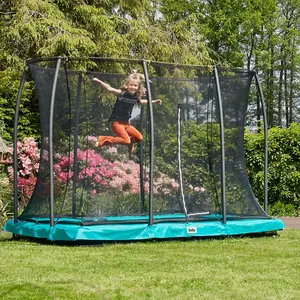 12ft x 8ft Salta Green Rectangular Comfort Edition Inground Trampoline with Enclosure