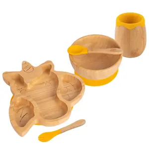 5pc Bamboo Unicorn Baby Weaning Set - Yellow