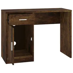 Berkfield Desk with Drawer&Cabinet Smoked Oak 100x40x73 cm Engineered Wood