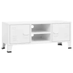 Berkfield Industrial TV Cabinet White 105x35x42 cm Metal