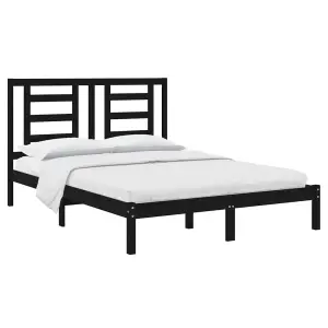 Berkfield Bed Frame Black Solid Wood Pine 140x200 cm