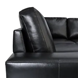 Baltic Faux Leather Corner Sofa In Black