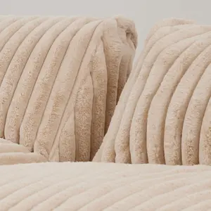 icon Tetra Ribbed Faux Fur Modular Sofa Bean Bag - Natural (2pc)