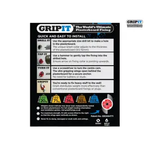 Gripit Red Plasterboard Fixings - 18mm Pack of 25 for Secure Installations