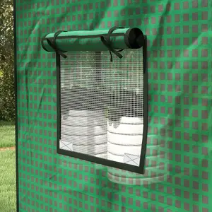 Outsunny PE Greenhouse Cover Replacement with Door and Mesh Windows, Green