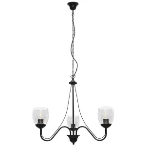 Luminosa Allena Multi Arm Pendant Ceiling Light Black, Transparent 50cm