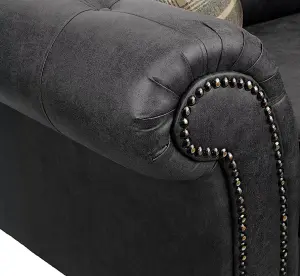 Oakland Suede Leather 2 Seater Sofa Black