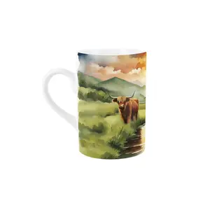 Purely Home Highland Cow British Wildlife Mug - Countryside Animals/Birds Artwork - Tea Coffee Hot Drinks Ceramic Mug Gift/Present