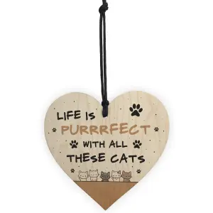 Life Is Perfect With All These Cats Sign Home Sign Funny Crazy Cat Lady Sign Pet Lover Gift