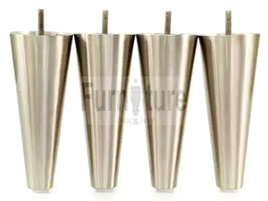 4 Replacment Brushed Chrome Metal Legs 180mm High Round Tapered Feet M8 Couch Chairs Sofa Footstool Bed