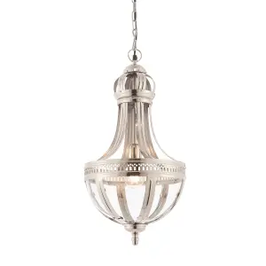 Luminosa Vienna 1 Light Pendant Bright Nickel Plated On Solid Brass, Glass, E27