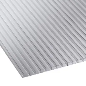 High Impact SkyGlaze 6mm Twinwall Clear Polycarbonate Roofing Sheet - UV Protected - 2100x3500mm