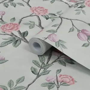 Laura Ashley Eglantine Rustic Eau de nil Trail Smooth Wallpaper Sample