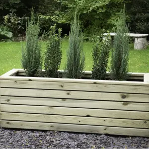 Forest Garden Linear Wooden Rectangular Planter (H)44cm (W)120cm